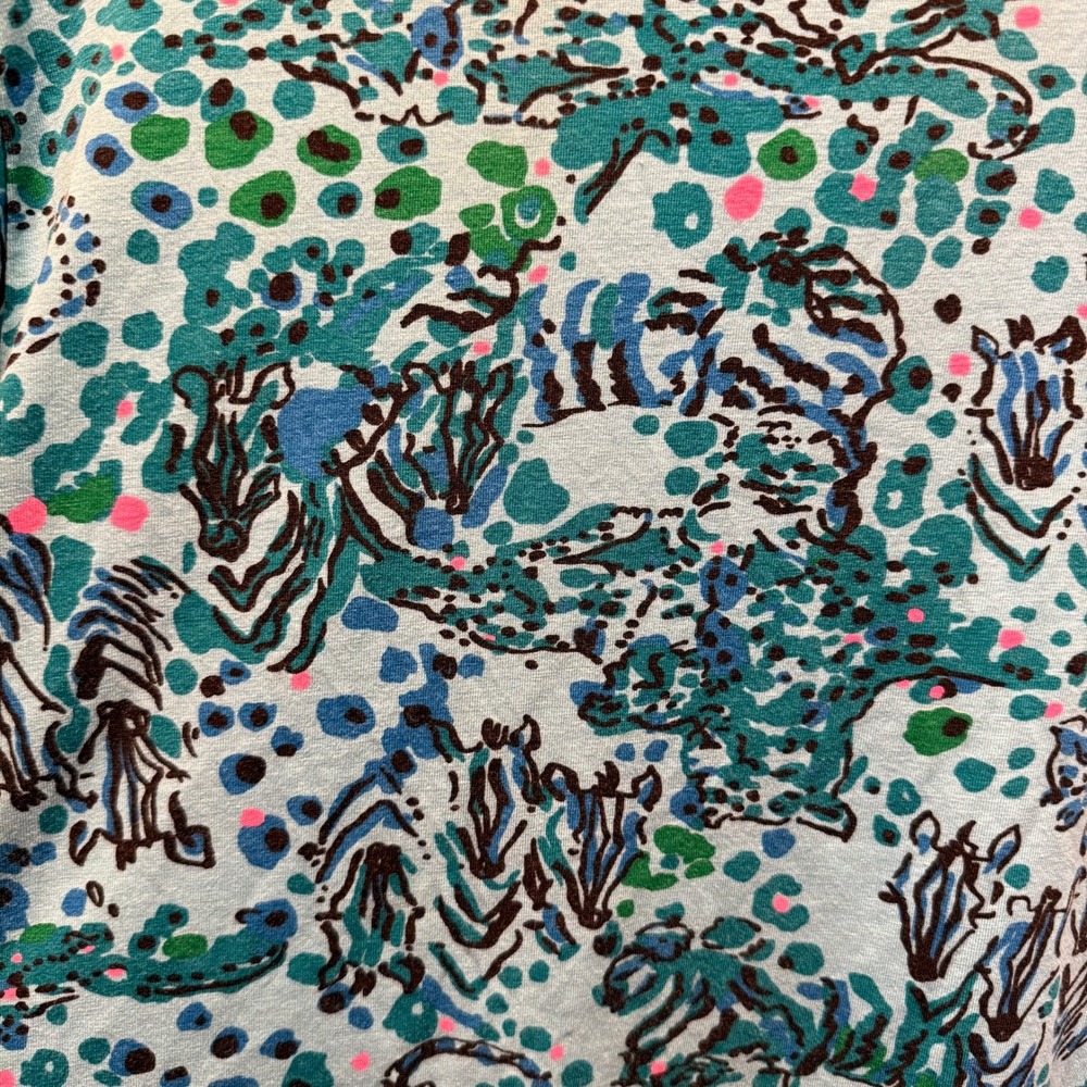 Lilly Pulitzer VNeck Long Sleeve Top SZ L Cotton Preppy Colorful Coastal Boho - Picture 9 of 10